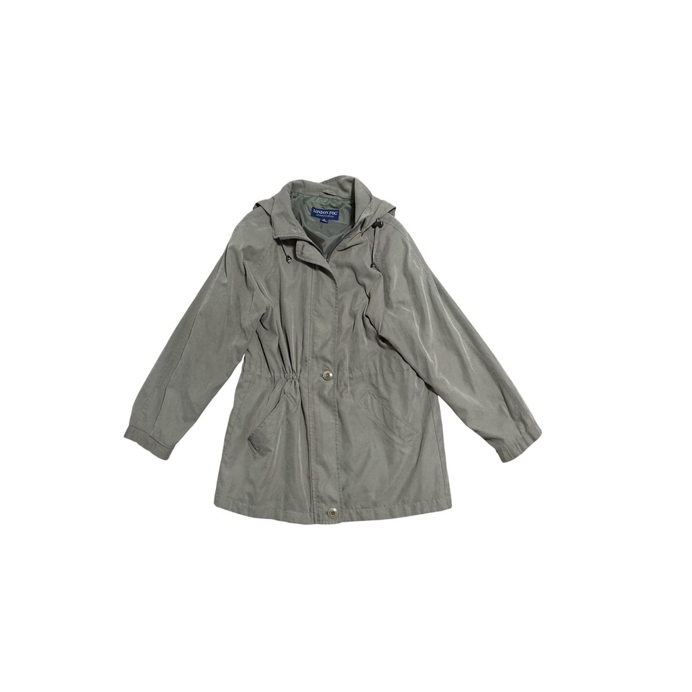 London Fog Coat Womens Small Green Hooded Zip Lined Rain Limited Edition